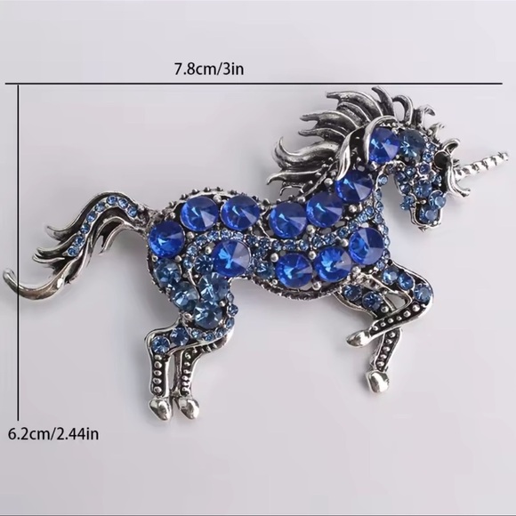 Betsey Johnson Gold Blue Unicorn Brooch - Picture 4 of 7